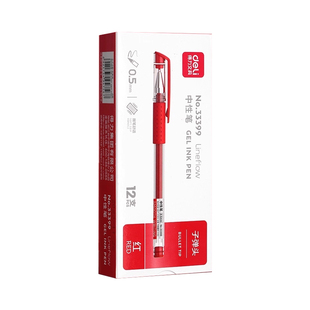 得力红色中性笔红笔学生专用教师老师专用批改作业标记初中生圆珠笔红色水笔高颜值速干顺滑子弹头0.5mm