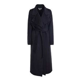 MEDECOO/墨蒂珂2024冬季新款修身系带双层领羊毛呢大衣女MID20319