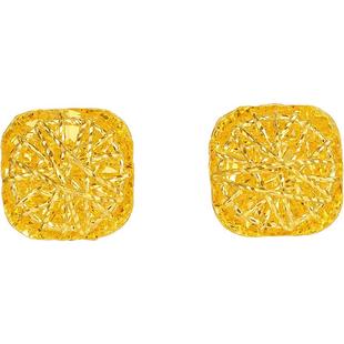 周六福5G黄金耳钉女计价足金爆闪方糖耳饰首饰新年礼物旗舰店