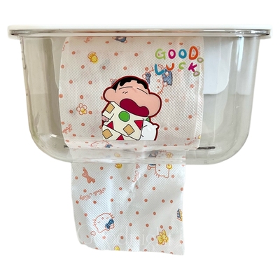 蜡笔小新纸巾架家用卫生间免打孔壁挂卷纸架带盖防水抽纸盒可置物