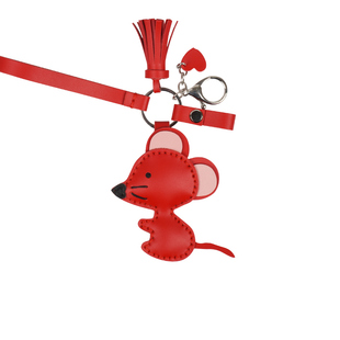 diy小牛皮钥匙扣女款老鼠网红ins可爱小玩偶挂件材料包汽车挂绳