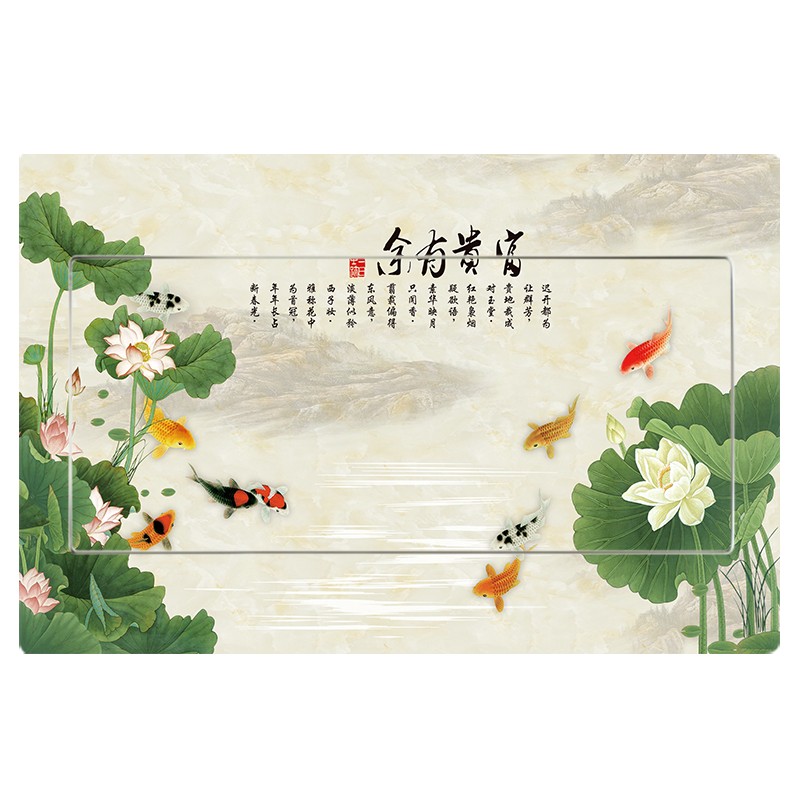 古典荷花电表箱自粘遮挡