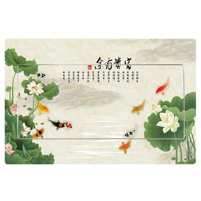 古典荷花电表箱自粘遮挡