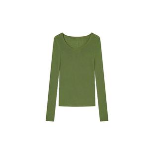 CONCISE-WHITE简白2025秋冬新款卷边U领打底衫羊毛针织修身上衣女