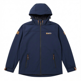 欧洲单冬季户外登山休闲拆卸帽合体剪裁防风防水加绒软壳冲锋衣