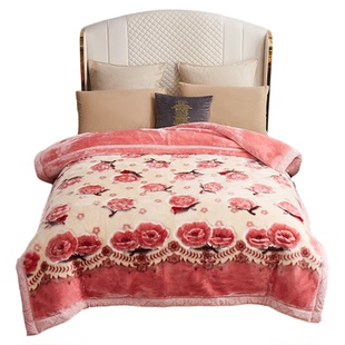 毛毯冬季加厚双层拉舍尔盖毯被子结婚红色喜被婚庆送礼超厚