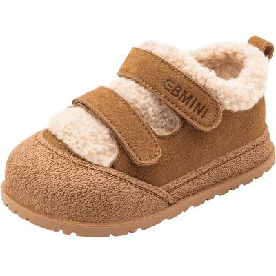 英贝米尼秋冬加绒复古儿童学步鞋