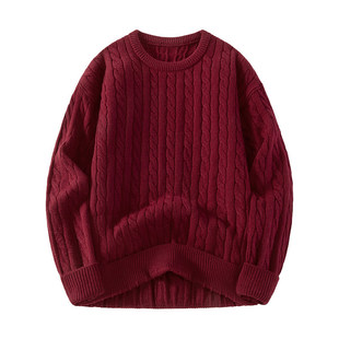 都市丽人酒红色毛衣女款2026新款新年马年本命年衣服情侣装冬装Y