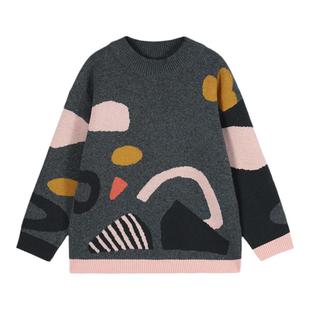 纯棉半高领女童毛衣冬季红色洋气春秋撞色中大儿童内搭加厚针织衫