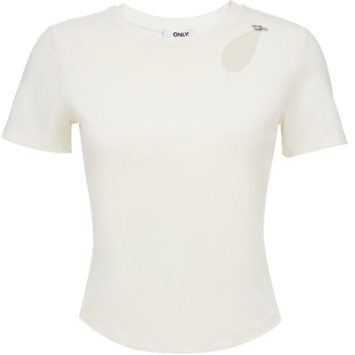 ONLY镂空正肩剪裁圆领T恤