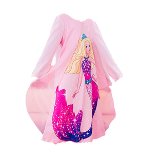 女童睡裙春秋装美人鱼公主可爱儿童睡衣裙子长袖纯棉空调服夏薄款