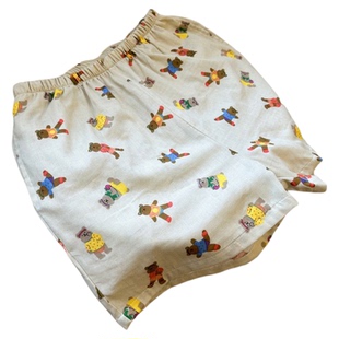 A类全棉纯棉2025夏季新款卡通啾啾熊短裤女双层纱睡裤遛弯家居裤