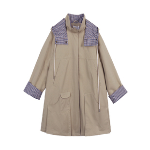 Jane express/简表达中长款宽松落肩风衣女士上衣外套CWT61001