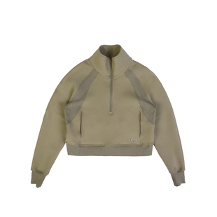 VAOPER喂牌美式重磅短款卫衣女复古休闲长袖上衣半拉链立领外套男