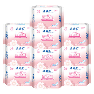 ABC卫生巾护垫加长163mm超薄透气姨妈女日用整箱批组合装官方正品