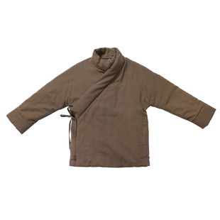 冬季国风汉服男装棉衣大码外套中式复古道袍棉麻斜襟系带禅意茶服