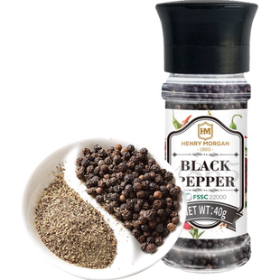 亨利摩根进口黑胡椒粒研磨器现磨散粉碎西餐牛排海盐黑胡椒调味料