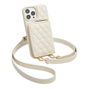 Custype菱格手机壳斜跨包适用苹果17promax手机壳斜挎带零钱卡包iPhone16pro便携式保护壳小香风爆款手机套