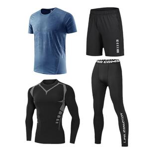 运动套装男健身衣服秋冬跑步装备速干衣短袖篮球高弹宽松裤训练房