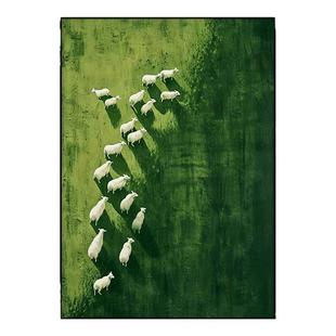 绿野羊群风景客厅餐厅卧室装饰画玄关艺术挂画高端定制手绘油画