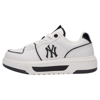 MLB鞋子黑白撞色板鞋男女鞋2025冬季新款厚底运动鞋情侣鞋休闲鞋