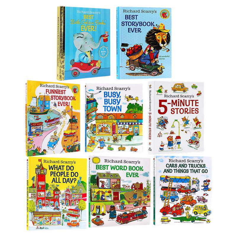 英文原版绘本 Richard Scarry 理查德斯凯瑞 Busy Busy Town 忙忙碌碌镇 Cars Trucks 金色童书 幼儿启蒙 亲子共读