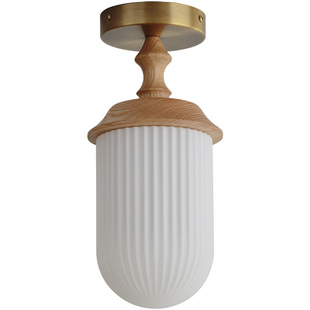 法式玄关灯入户门美式复古过道灯玻璃日式实木进门走廊吸顶灯感应