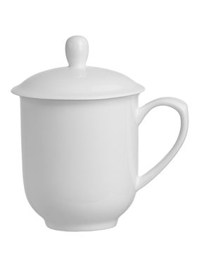 骨瓷金边带盖茶杯可定制logo