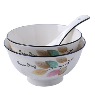 日式碗家用碗筷5英寸大碗釉下彩4.5英寸米饭碗勺单个组合陶瓷碗具