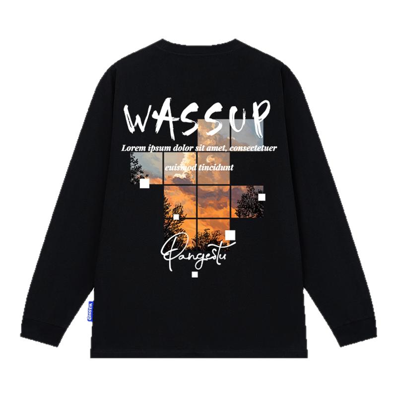 WASSUP彩绘森林重磅潮牌长袖T恤