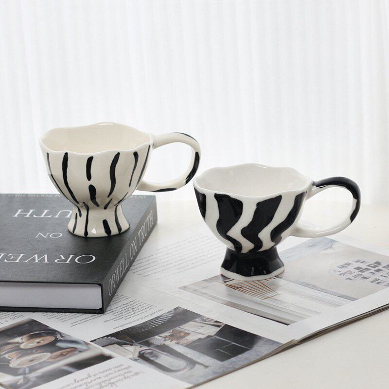 新品 复古手捏马克杯不规则异形水杯小众设计创意陶瓷水杯情侣咖