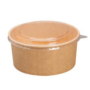 一次性牛皮纸碗圆形1100ml沙拉碗打包盒加厚餐盒卤肉米饭外卖纸碗