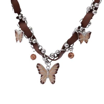 美拉德棕色蝴蝶choker项圈女
