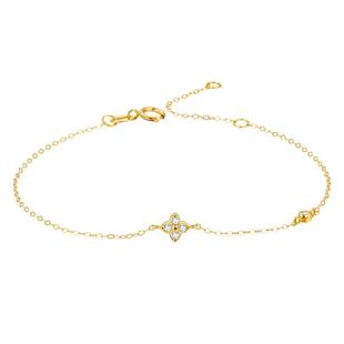 【新年礼物】莱绅通灵 her四叶草 18K金钻石手链群镶简约时尚送礼