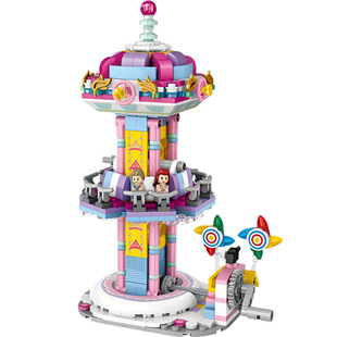 清仓游乐场迷你颗粒积木旋转木马1720跳楼机1727娃娃机1721