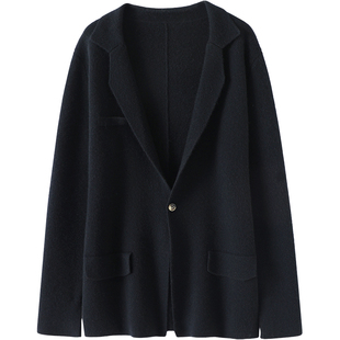 通勤王炸!加厚四平针羊绒开衫女纯羊绒毛衣开衫西装外套【启超】