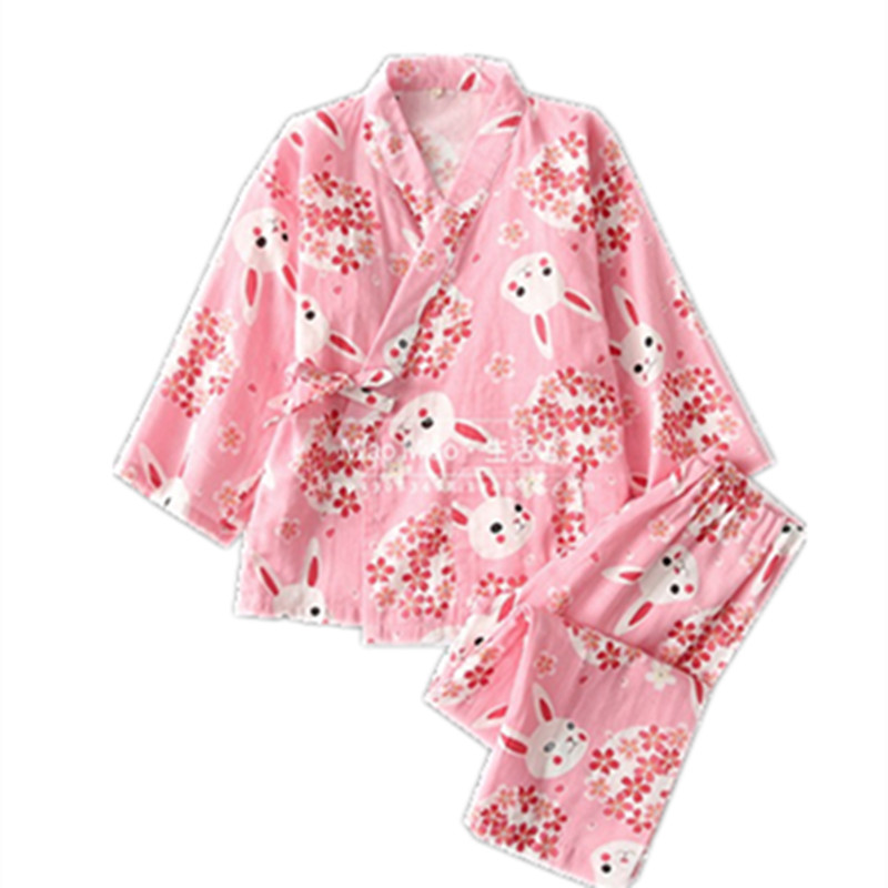 Z春夏 全棉纱布男女童汉服套装纯棉女孩儿童和服睡衣家居服亲子款