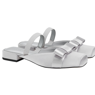 CHARLES&KEITH26春新款CK1-71720104缎面蝴蝶结平底包头拖鞋凉拖
