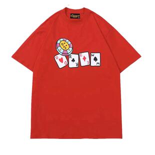 Drew筹码笑脸短袖T恤女潮牌欧美高街贾斯汀比伯宽松情侣纯棉上衣