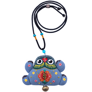 王的手创 香囊随身空袋儿童平安符庆阳香包福蛙手工刺绣荷包项链