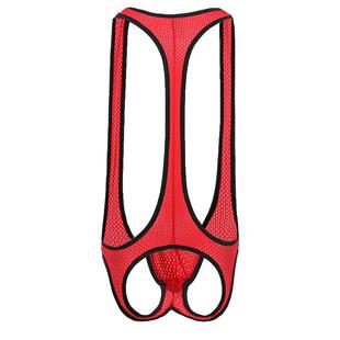 男士三角网孔透气连体内衣潮款男双丁青年连体背心成人后空连体裤