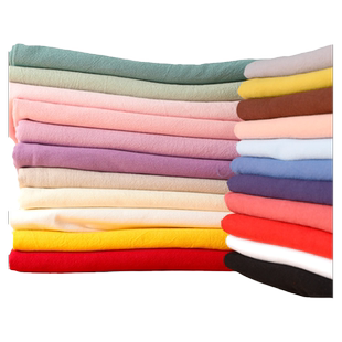 24色日系先染布料水洗棉布褶布糖果素色布野木棉口金里布刺绣布