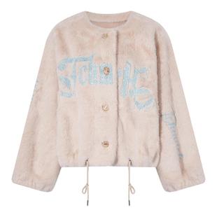 TCH私服烫钻气质宽松短款洋气毛毛外套女2025秋冬新款T75C05E5007