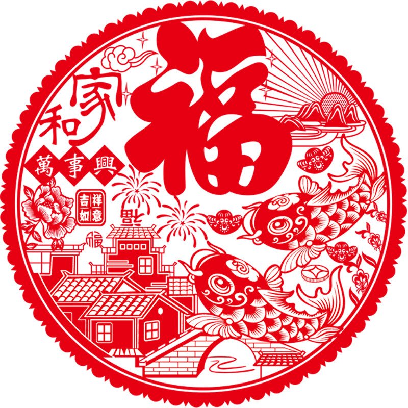 新年红色福字静电贴窗花