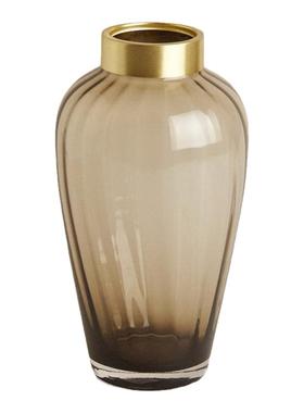 优质铜圈轻奢色玻光泽花瓶摆件