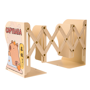 可伸缩书立超大容量书本收纳架卡皮巴拉书靠书夹小学生桌面书立架高颜值可爱卡通书挡板大号加厚固定书本神器