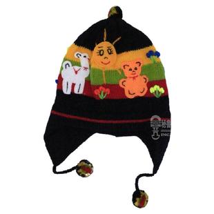 PERU秘鲁进口印加新生儿宝宝婴儿帽子针织帽南美羊驼毛手工毛线帽