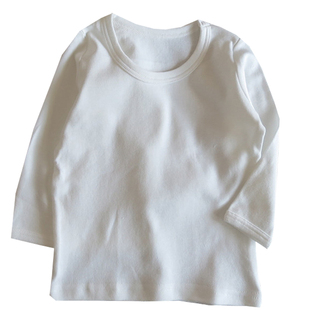 男女童纯棉纯白打底衫春秋衣低圆领长袖春秋棉毛衫T恤家居服打底