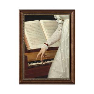 钢琴客厅装饰画美式玄关音乐艺术挂画法式复古琴房教室背景墙壁画