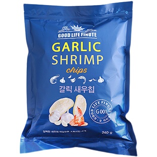 韩国进口garlic趣莱福蒜味虾片240g大抱抱袋巨型膨化薯片网红零食